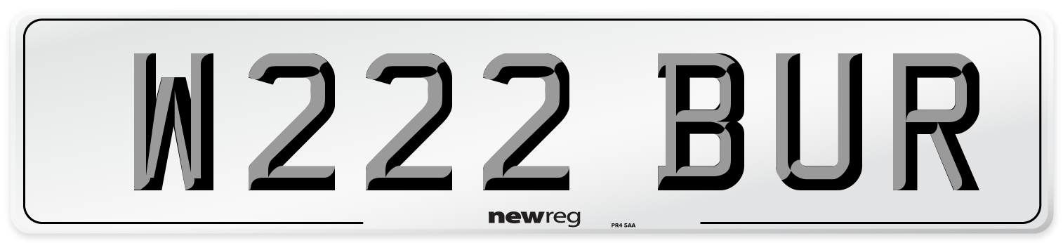 W222 BUR Number Plate from New Reg